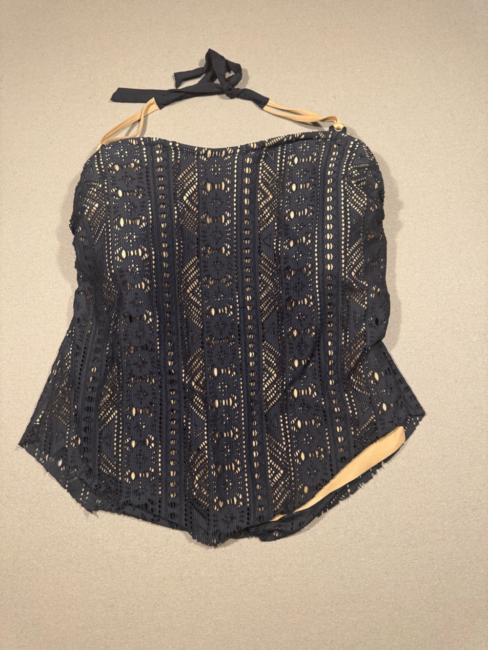 Halter  black Lace Crochet Top swimsuit top 2x